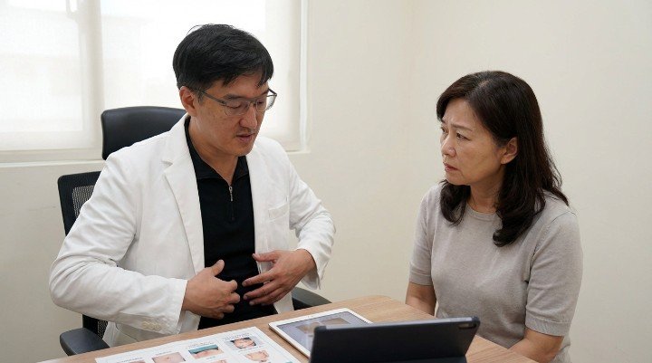 專業醫師說明如何透過儀器測量體脂肪過高問題 腹部鬆弛與泡芙人特徵顯示體脂肪過高影響身形 透過負重訓練與正確飲食改善體脂肪過高現象 診所提供的專業諮詢協助解決體脂肪過高困擾