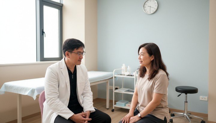 醫師說明鳳凰電波搭配音波之術後成果 診所環境展示鳳凰電波搭配先進儀器 專業醫事人員進行鳳凰電波搭配操作 患者體驗鳳凰電波搭配音波的拉提感